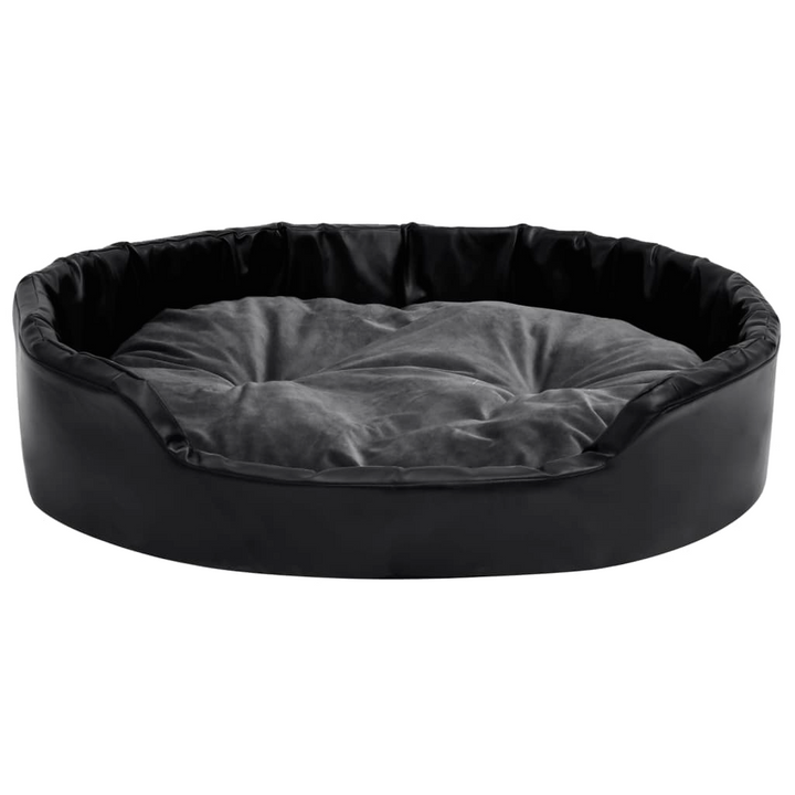 Luxurious Plush and Faux Leather Dog Bed - Black & Dark Grey, 90x79x20 cm, Washable & Non-Slip - Premium  from Home Treasures - Just £76.99! Shop now at Home Treasures