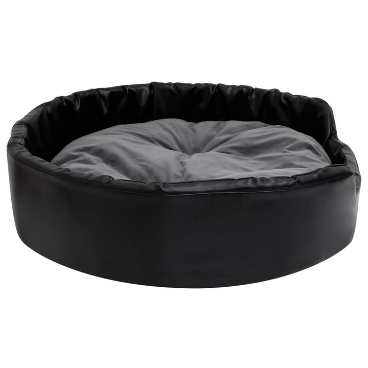 Luxurious Plush and Faux Leather Dog Bed - Black & Dark Grey, 90x79x20 cm, Washable & Non-Slip - Premium  from Home Treasures - Just £76.99! Shop now at Home Treasures