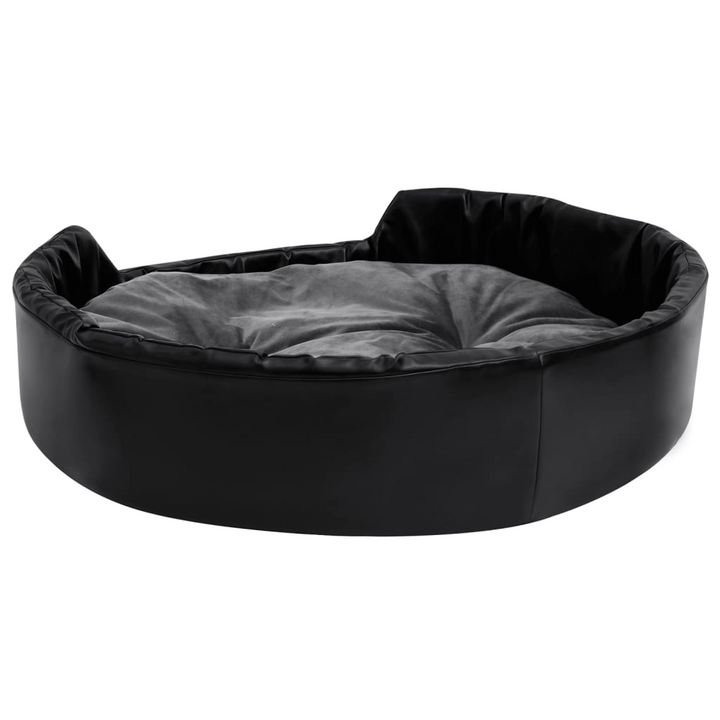 Luxurious Plush and Faux Leather Dog Bed - Black & Dark Grey, 90x79x20 cm, Washable & Non-Slip - Premium  from Home Treasures - Just £76.99! Shop now at Home Treasures