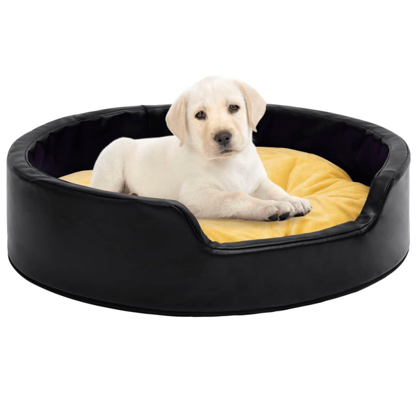 Dog Bed  in Black and Yellow 99x89x21 cm - Plush and Faux Leather - Premium  from Home Treasures - Just £82.99! Shop now at Home Treasures