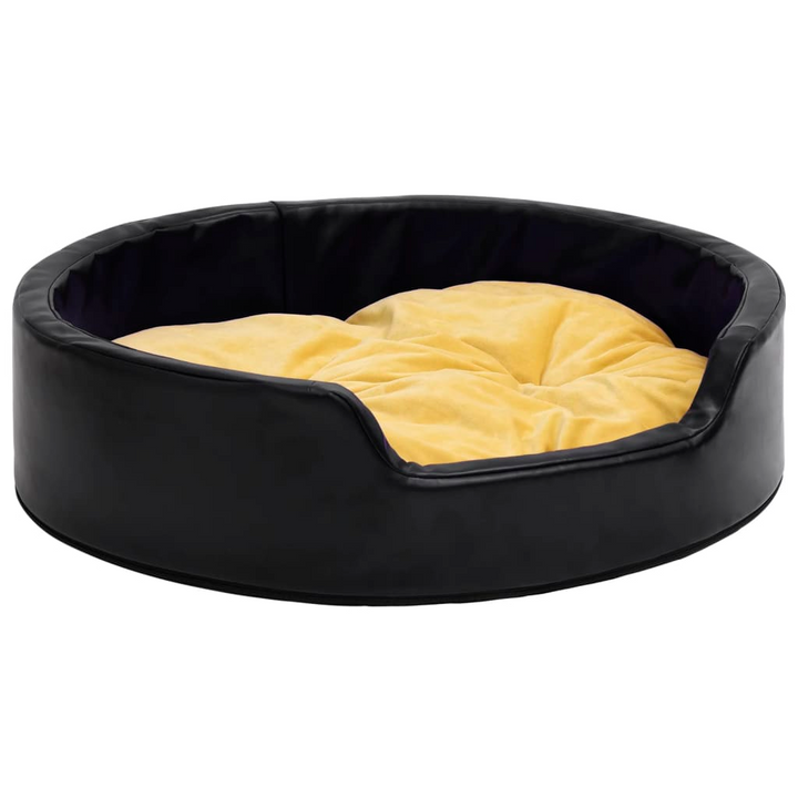 Dog Bed  in Black and Yellow 99x89x21 cm - Plush and Faux Leather - Premium  from Home Treasures - Just £78.99! Shop now at Home Treasures