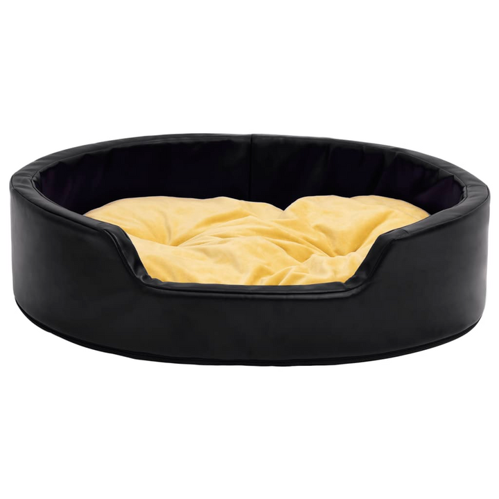 Dog Bed  in Black and Yellow 99x89x21 cm - Plush and Faux Leather - Premium  from Home Treasures - Just £78.99! Shop now at Home Treasures