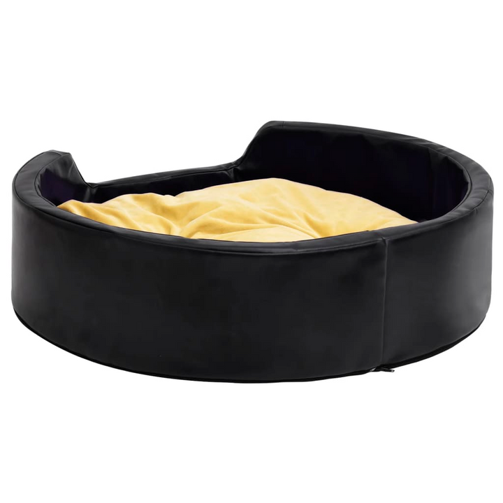 Dog Bed  in Black and Yellow 99x89x21 cm - Plush and Faux Leather - Premium  from Home Treasures - Just £78.99! Shop now at Home Treasures