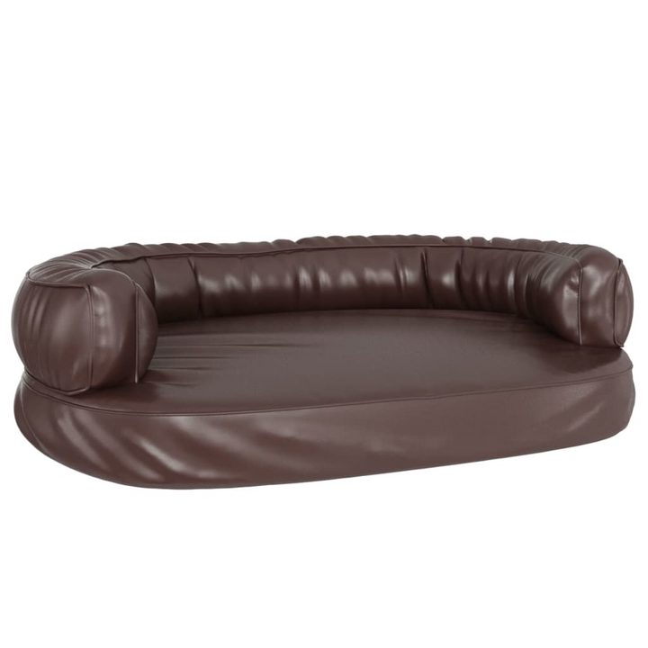 Luxury Ergonomic Foam Dog Bed in Brown Faux Leather - 88x65 cm, Perfect Comfort & Style for Pets - Premium  from Home Treasures - Just £84.99! Shop now at Home Treasures