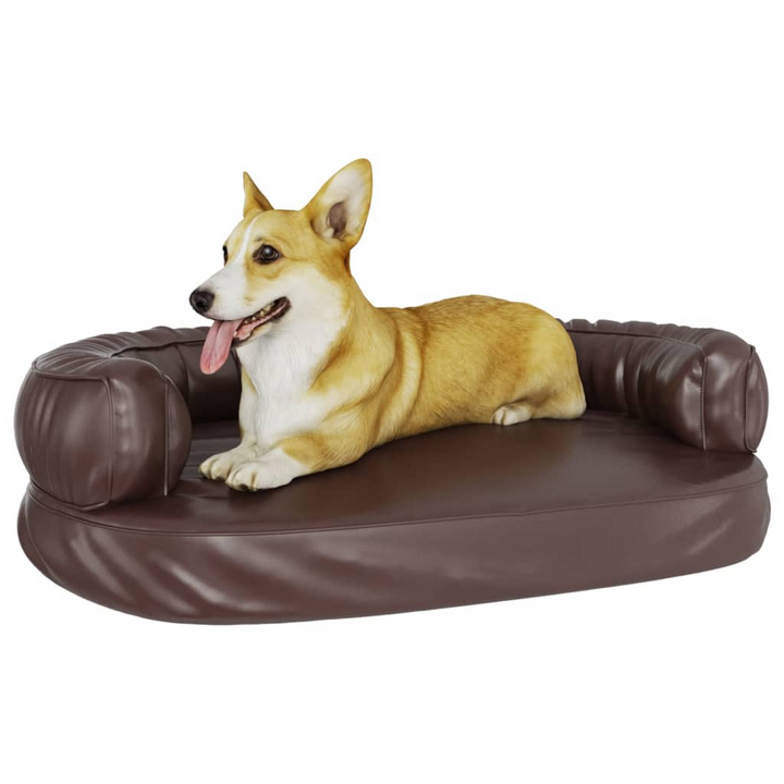 Luxury Ergonomic Foam Dog Bed in Brown Faux Leather - 88x65 cm, Perfect Comfort & Style for Pets - Premium  from Home Treasures - Just £84.99! Shop now at Home Treasures