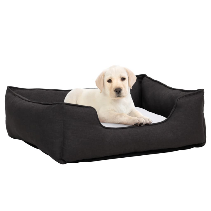 Deluxe Dog Bed in Dark Grey & White - 85.5x70x23 cm - Cozy Fleece & Linen Look - Premium  from Home Treasures - Just £39.99! Shop now at Home Treasures