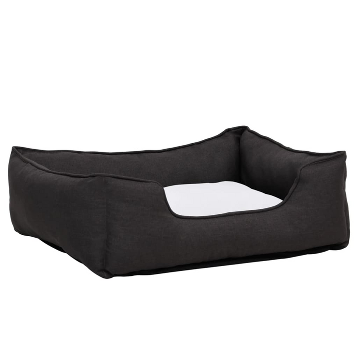 Deluxe Dog Bed in Dark Grey & White - 85.5x70x23 cm - Cozy Fleece & Linen Look - Premium  from Home Treasures - Just £39.99! Shop now at Home Treasures