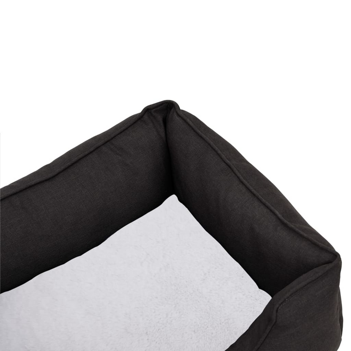 Deluxe Dog Bed in Dark Grey & White - 85.5x70x23 cm - Cozy Fleece & Linen Look - Premium  from Home Treasures - Just £39.99! Shop now at Home Treasures