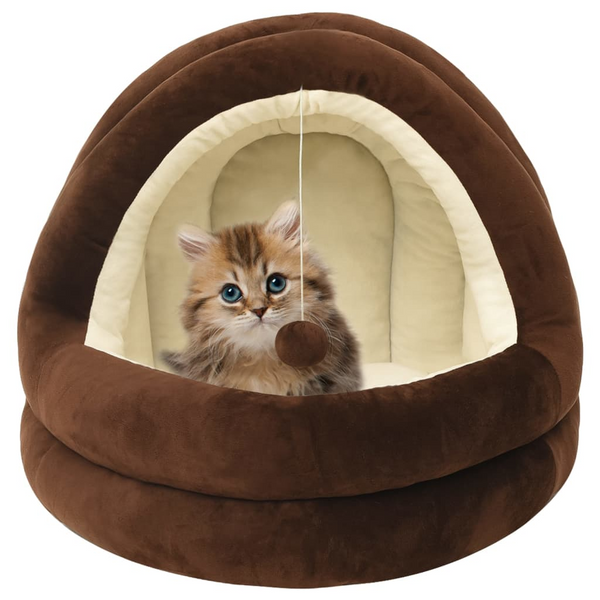 Cat Bed 40x40x35 cm Brown and Cream - Luxury and Comfort for Your Furry Friend - Premium  from Home Treasures - Just £31.99! Shop now at Home Treasures