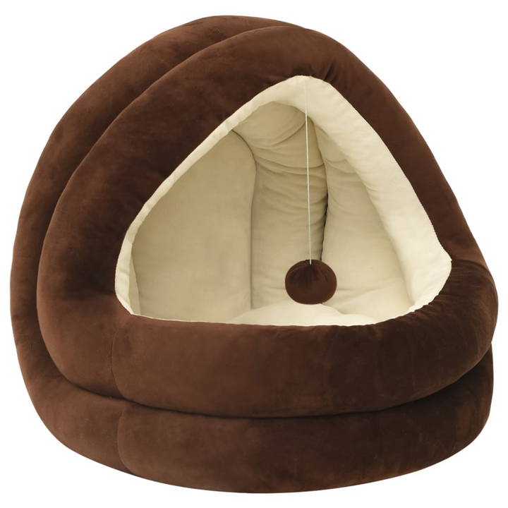 Cat Bed 40x40x35 cm Brown and Cream - Luxury and Comfort for Your Furry Friend - Premium  from Home Treasures - Just £31.99! Shop now at Home Treasures