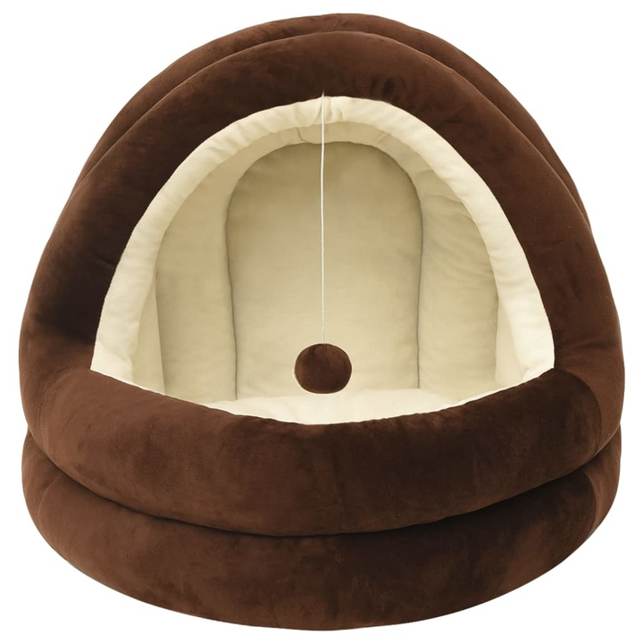 Cat Bed 40x40x35 cm Brown and Cream - Luxury and Comfort for Your Furry Friend - Premium  from Home Treasures - Just £31.99! Shop now at Home Treasures