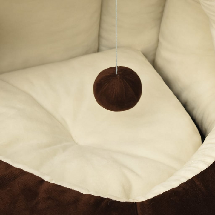 Cat Bed 40x40x35 cm Brown and Cream - Luxury and Comfort for Your Furry Friend - Premium  from Home Treasures - Just £31.99! Shop now at Home Treasures