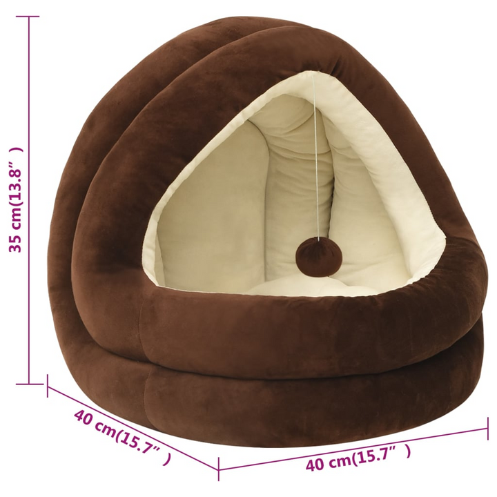 Cat Bed 40x40x35 cm Brown and Cream - Luxury and Comfort for Your Furry Friend - Premium  from Home Treasures - Just £31.99! Shop now at Home Treasures