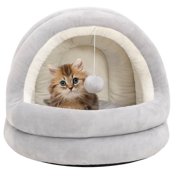 Cat Bed 50x50x45 cm Grey and Cream - Soft Fleece, Non-Slip Padding - Premium  from Home Treasures - Just £50.99! Shop now at Home Treasures