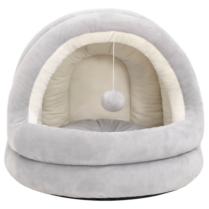 Cat Bed 50x50x45 cm Grey and Cream - Soft Fleece, Non-Slip Padding - Premium  from Home Treasures - Just £50.99! Shop now at Home Treasures