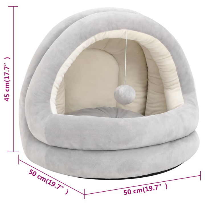 Cat Bed 50x50x45 cm Grey and Cream - Soft Fleece, Non-Slip Padding - Premium  from Home Treasures - Just £50.99! Shop now at Home Treasures