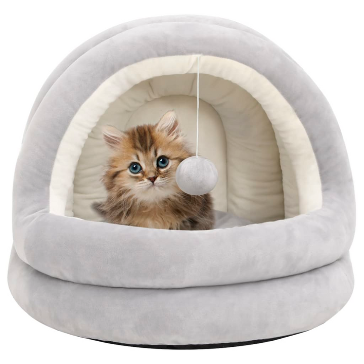 Cat Bed 40x40x35 cm Grey and Cream - Soft Fleece, Non-Slip, Easy to Clean - Premium  from Home Treasures - Just £38.99! Shop now at Home Treasures