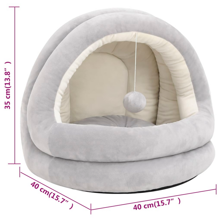 Cat Bed 40x40x35 cm Grey and Cream - Soft Fleece, Non-Slip, Easy to Clean - Premium  from Home Treasures - Just £38.99! Shop now at Home Treasures