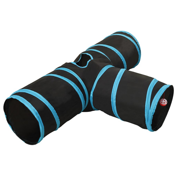 3-Way Cat Tunnel – Interactive Black & Blue Polyester Play Tube, 90 cm for Indoor/Outdoor Use - Premium  from Home Treasures - Just £23.99! Shop now at Home Treasures