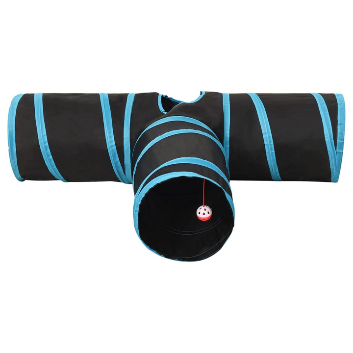 3-Way Cat Tunnel – Interactive Black & Blue Polyester Play Tube, 90 cm for Indoor/Outdoor Use - Premium  from Home Treasures - Just £23.99! Shop now at Home Treasures