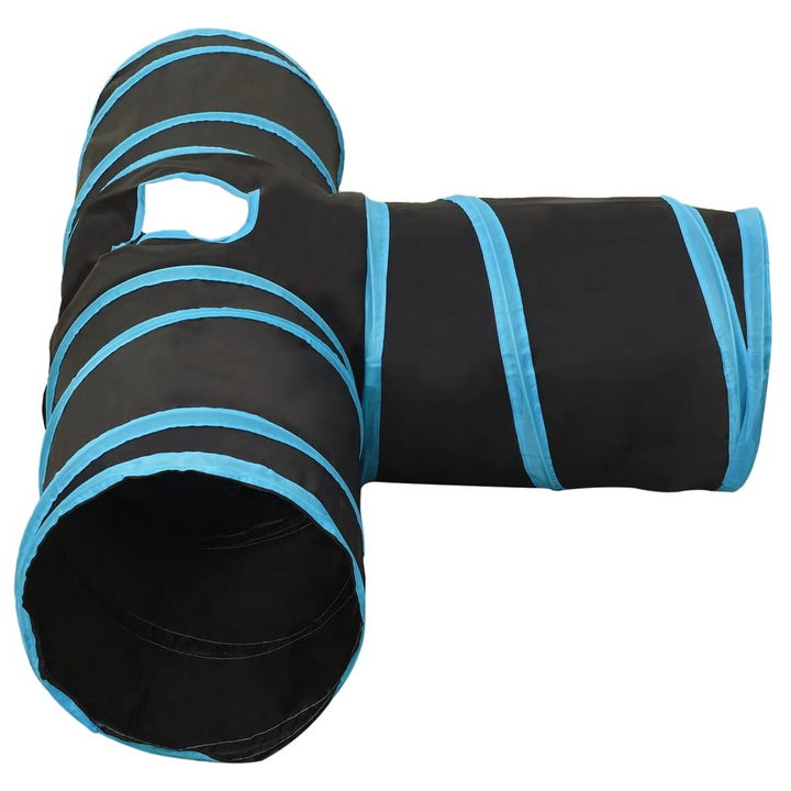 3-Way Cat Tunnel – Interactive Black & Blue Polyester Play Tube, 90 cm for Indoor/Outdoor Use - Premium  from Home Treasures - Just £23.99! Shop now at Home Treasures