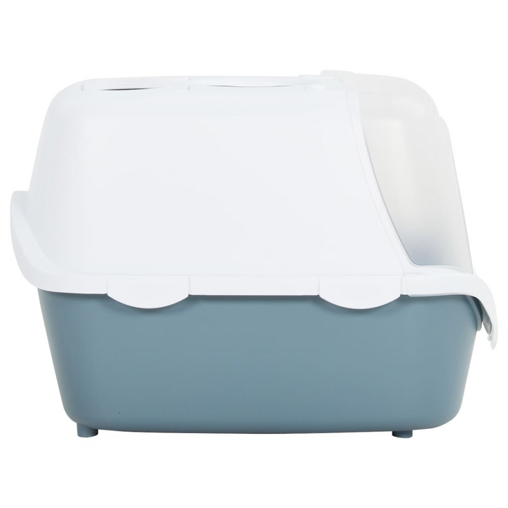 Cat Litter Tray with Cover - White and Blue, 56x40x40 cm, Durable and Easy to Clean - Premium  from Home Treasures - Just £44.99! Shop now at Home Treasures