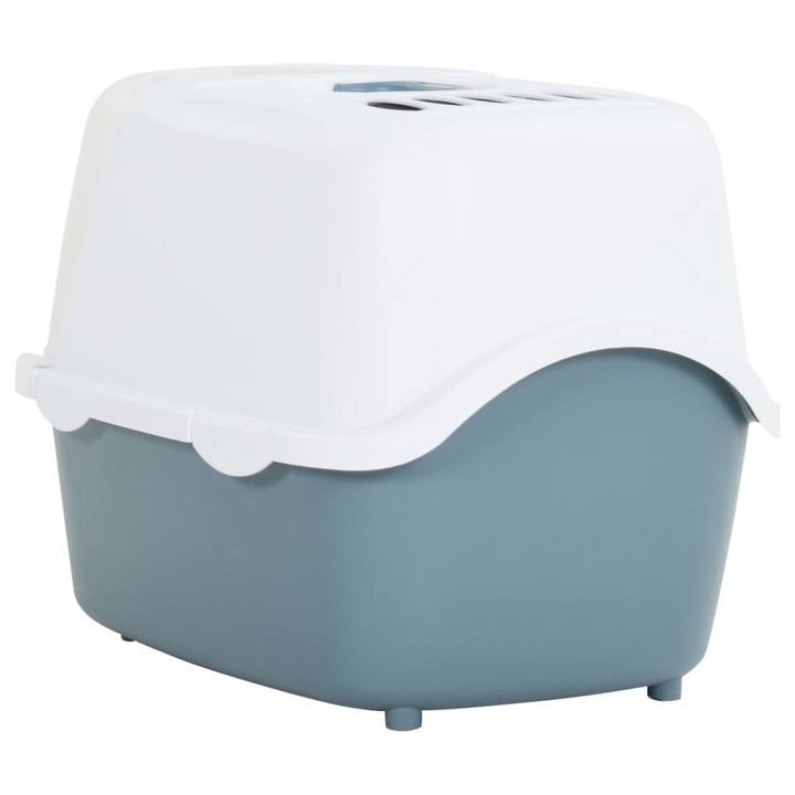 Cat Litter Tray with Cover - White and Blue, 56x40x40 cm, Durable and Easy to Clean - Premium  from Home Treasures - Just £44.99! Shop now at Home Treasures