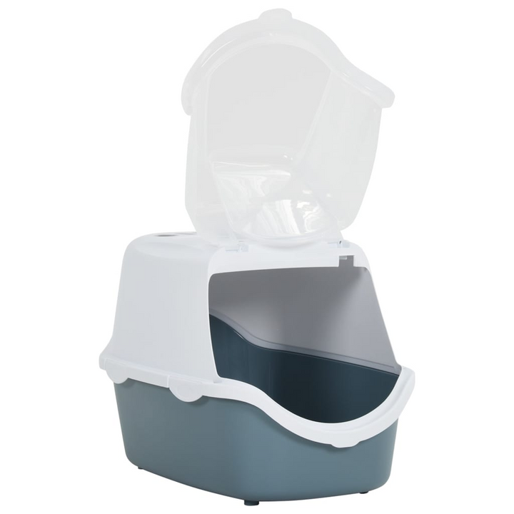 Cat Litter Tray with Cover - White and Blue, 56x40x40 cm, Durable and Easy to Clean - Premium  from Home Treasures - Just £44.99! Shop now at Home Treasures