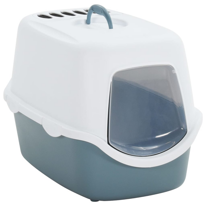 Cat Litter Tray with Cover - White and Blue, 56x40x40 cm - Durable, Portable, and Easy-to-Clean Cat Toilet - Premium  from Home Treasures - Just £40.99! Shop now at Home Treasures