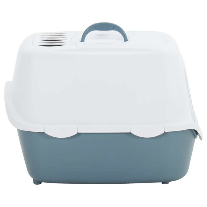 Cat Litter Tray with Cover - White and Blue, 56x40x40 cm - Durable, Portable, and Easy-to-Clean Cat Toilet - Premium  from Home Treasures - Just £40.99! Shop now at Home Treasures