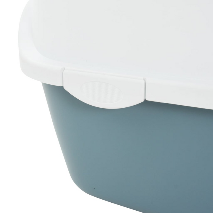 Cat Litter Tray with Cover - White and Blue, 56x40x40 cm - Durable, Portable, and Easy-to-Clean Cat Toilet - Premium  from Home Treasures - Just £40.99! Shop now at Home Treasures