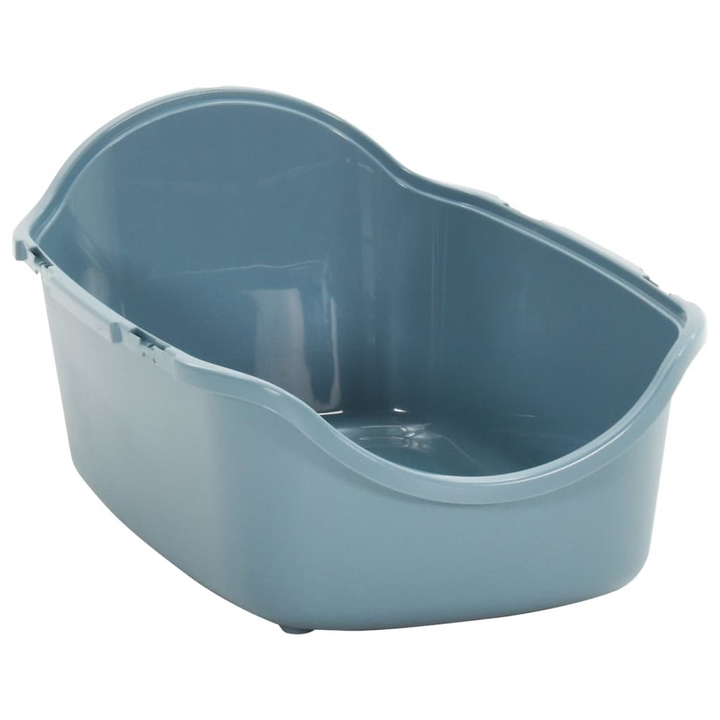 Covered Cat Litter Box - White and Blue, 56x40x40 cm, Durable PP with Flap Door and Portable Handle - Premium  from Home Treasures - Just £35.99! Shop now at Home Treasures