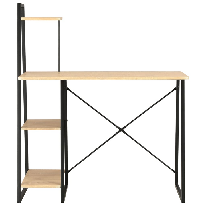 Modern Work Desk with Shelving - Black and Oak - 102 x 50 x 117cm | Sturdy & Versatile Office Furniture - Premium  from Home Treasures - Just £103.99! Shop now at Home Treasures