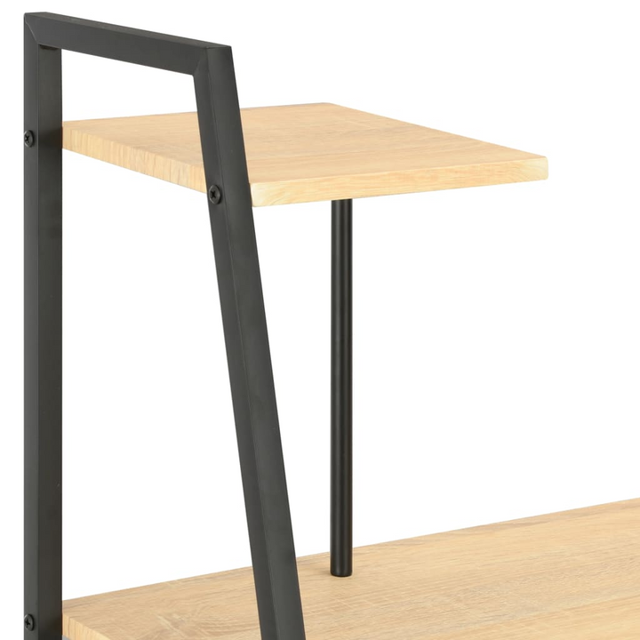 Modern Work Desk with Shelving - Black and Oak - 102 x 50 x 117cm | Sturdy & Versatile Office Furniture - Premium  from Home Treasures - Just £103.99! Shop now at Home Treasures