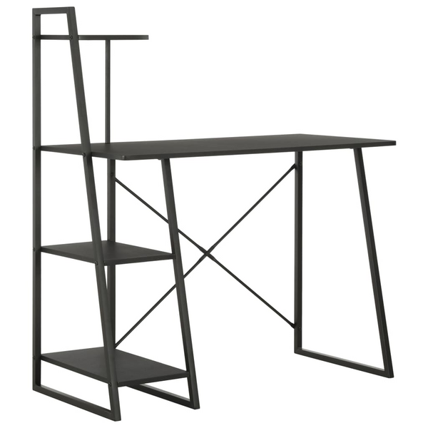 Modern Black Work Desk with Shelving Unit - 102x50x117cm | Sturdy, Multifunctional Office & Home Study Desk - Premium  from Home Treasures - Just £117.99! Shop now at Home Treasures