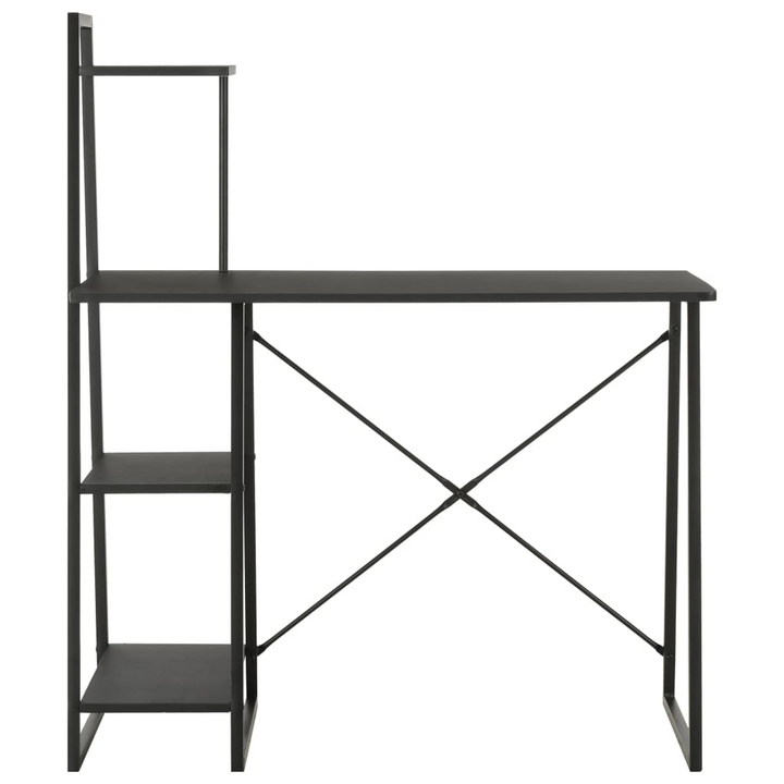 Modern Black Work Desk with Shelving Unit - 102x50x117cm | Sturdy, Multifunctional Office & Home Study Desk - Premium  from Home Treasures - Just £117.99! Shop now at Home Treasures