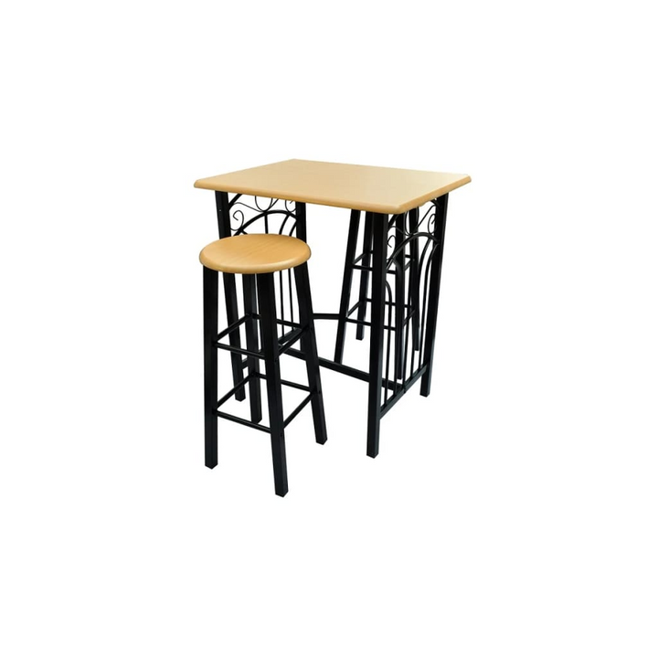 Stylish and Space-Saving Breakfast/Dinner Table Dining Set - Black MDF with Steel Frame - Premium  from Home Treasures - Just £101.99! Shop now at Home Treasures