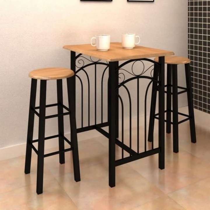 Stylish and Space-Saving Breakfast/Dinner Table Dining Set - Black MDF with Steel Frame - Premium  from Home Treasures - Just £101.99! Shop now at Home Treasures