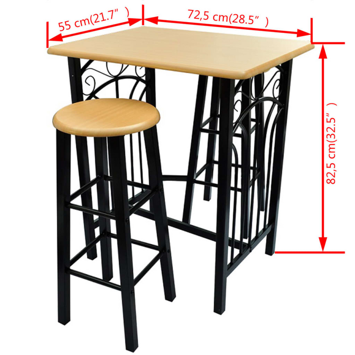 Stylish and Space-Saving Breakfast/Dinner Table Dining Set - Black MDF with Steel Frame - Premium  from Home Treasures - Just £101.99! Shop now at Home Treasures