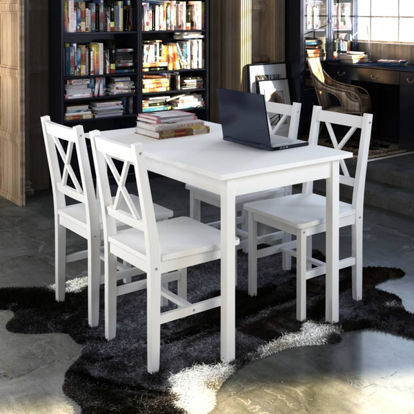 Elegant & Sturdy 5 Piece Dining Set in White - Perfect for Dining Room or Kitchen - Premium  from Home Treasures - Just £288.99! Shop now at Home Treasures