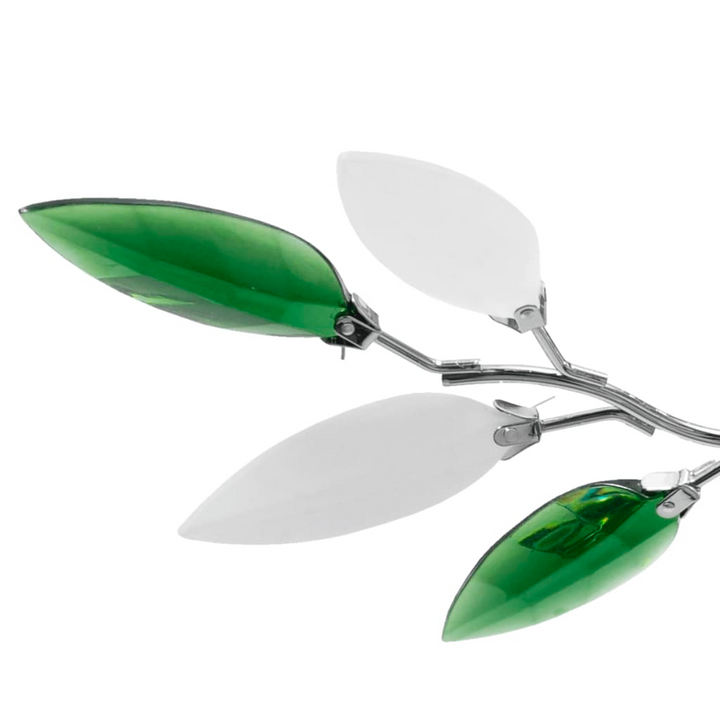 Elegant Acrylic Crystal Leaf Armed Ceiling Light in Green & White - Stylish Illumination for Modern Living Spaces - Premium  from Home Treasures - Just £38.99! Shop now at Home Treasures