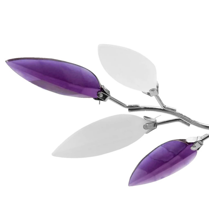 Elegant Acrylic Crystal Leaf Armed Ceiling Light - White & Purple, Chrome Finish - Premium  from Home Treasures - Just £37.99! Shop now at Home Treasures