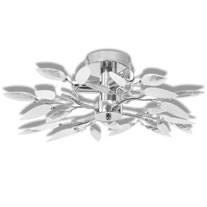 Elegant Acrylic Crystal Leaf Ceiling Light with Chrome Finish - White & Transparent - Modern Design for Living Room & Bedroom - Premium  from Home Treasures - Just £36.99! Shop now at Home Treasures