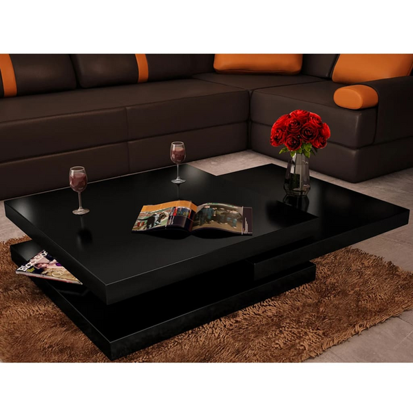 Sleek & Stylish 3-Tier High Gloss Black Coffee Table with Extendable Levels - Modern Design, Durable MDF & Chrome Metal Feet - Premium  from Home Treasures - Just £300.99! Shop now at Home Treasures