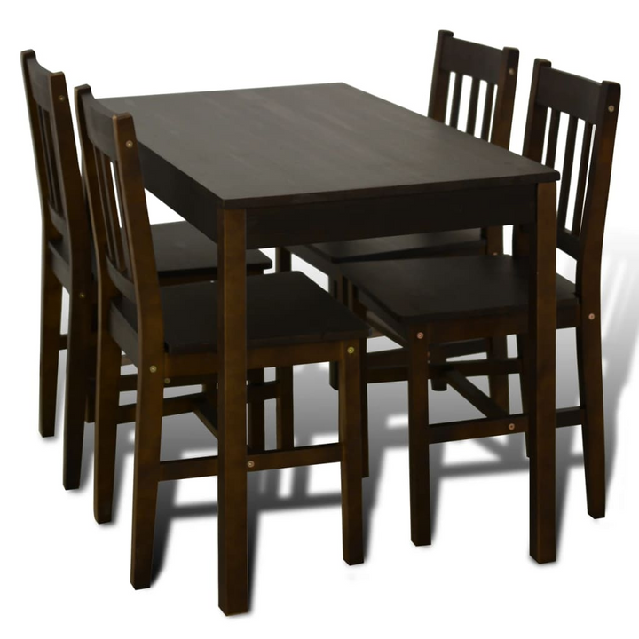 5-Piece Pine Wood Dining Set | Elegant Brown Finish - Perfect for Dining Rooms & Kitchens - Premium  from Home Treasures - Just £255.99! Shop now at Home Treasures