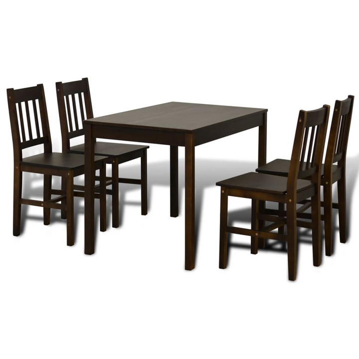 5-Piece Pine Wood Dining Set | Elegant Brown Finish - Perfect for Dining Rooms & Kitchens - Premium  from Home Treasures - Just £255.99! Shop now at Home Treasures