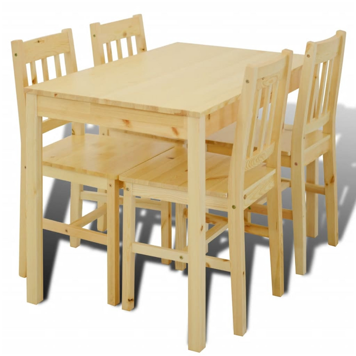 Elegant 5-Piece Pine Wood Dining Set – Solid & Natural Wooden Table and Chairs for Your Dining Room - Premium  from Home Treasures - Just £281.99! Shop now at Home Treasures