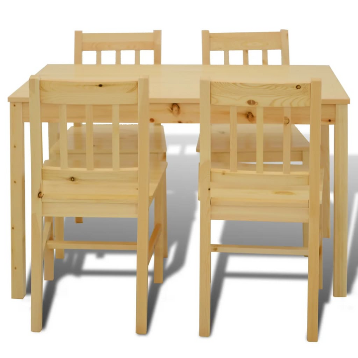 Elegant 5-Piece Pine Wood Dining Set – Solid & Natural Wooden Table and Chairs for Your Dining Room - Premium  from Home Treasures - Just £281.99! Shop now at Home Treasures