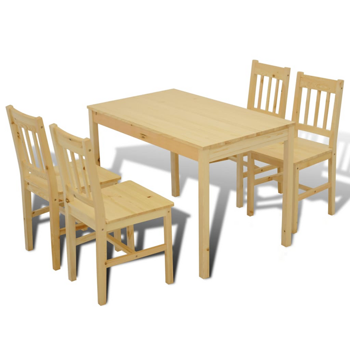 Elegant 5-Piece Pine Wood Dining Set – Solid & Natural Wooden Table and Chairs for Your Dining Room - Premium  from Home Treasures - Just £281.99! Shop now at Home Treasures