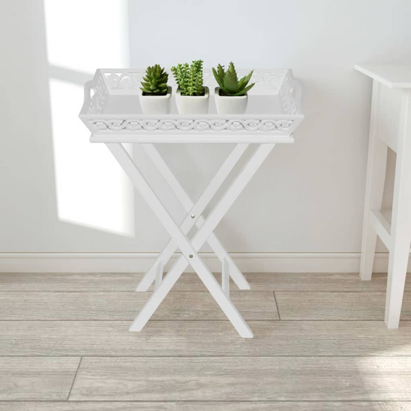 Elegant White Side Table with Detachable Tray - Perfect for Indoor and Outdoor Use - Premium  from Home Treasures - Just £76.99! Shop now at Home Treasures